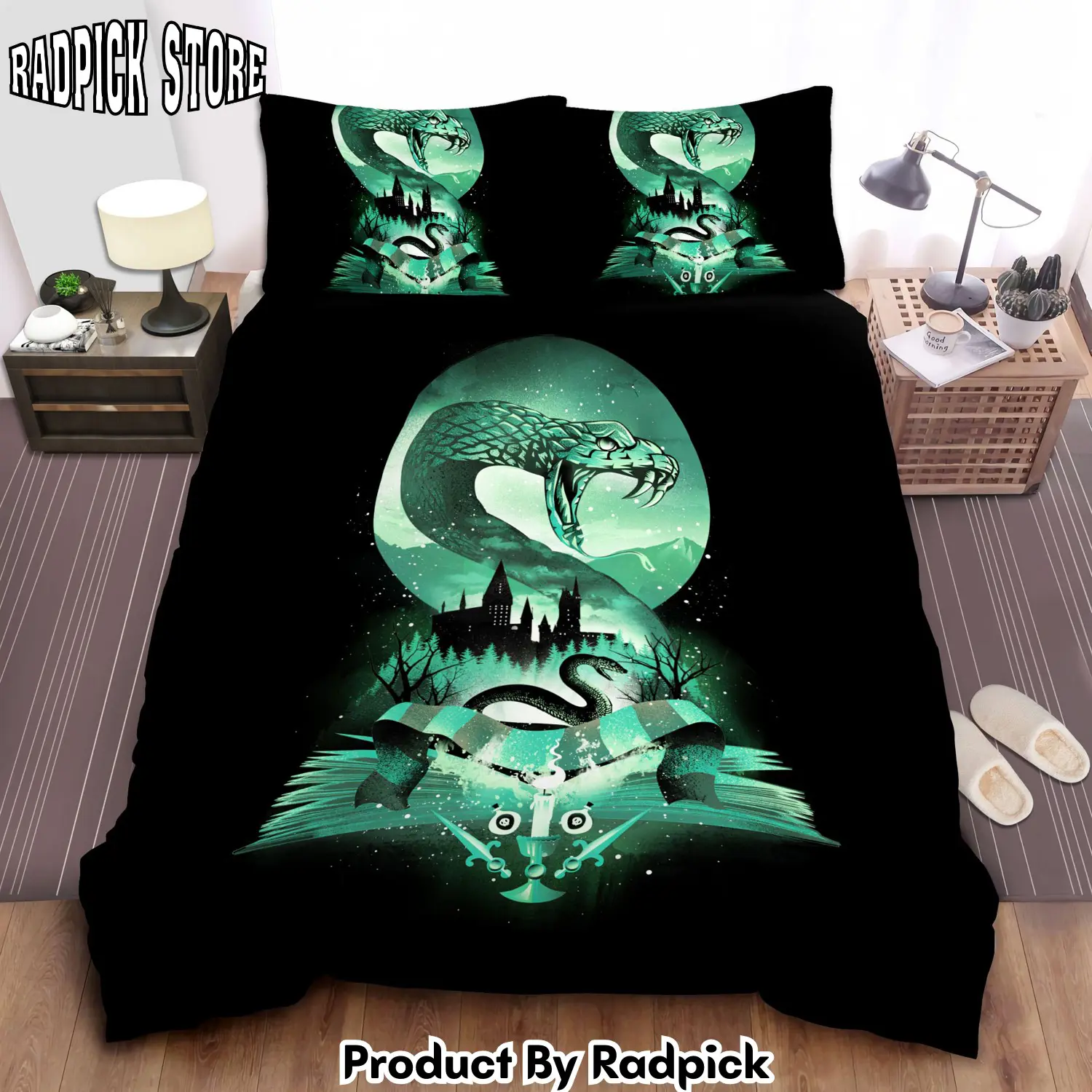 Radpick slytherin house illustration bedding sets harry potter comforter duvet cover bed sheets rp3272229